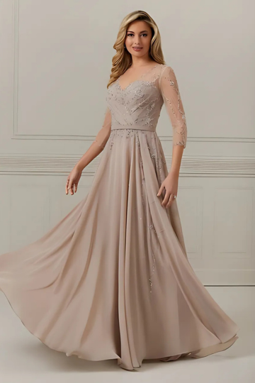 indoor photo of woman wearing pink christina wu designer dress